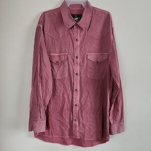 Schnees Silk Cotton Pink Western Button-Up Shirt Unisex Sz Large Rodeo Vibes